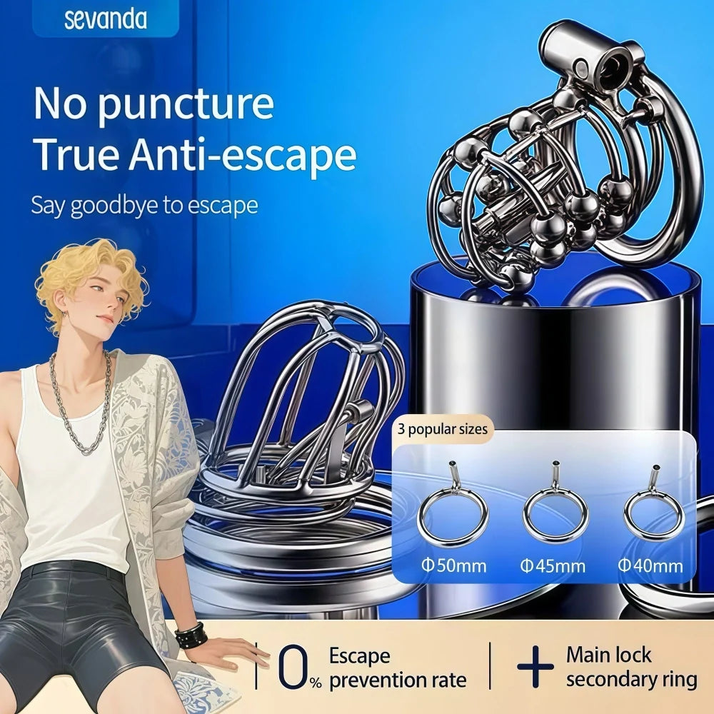 LOCKINK Pride Stainless Steel Chastity Cage with Support Belt