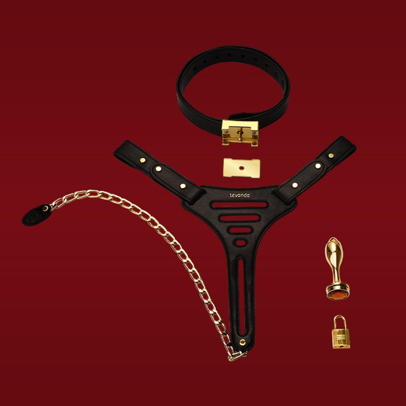 SEVANDA Beg & Ask Leather Chastity Pant SM Bondage for Women