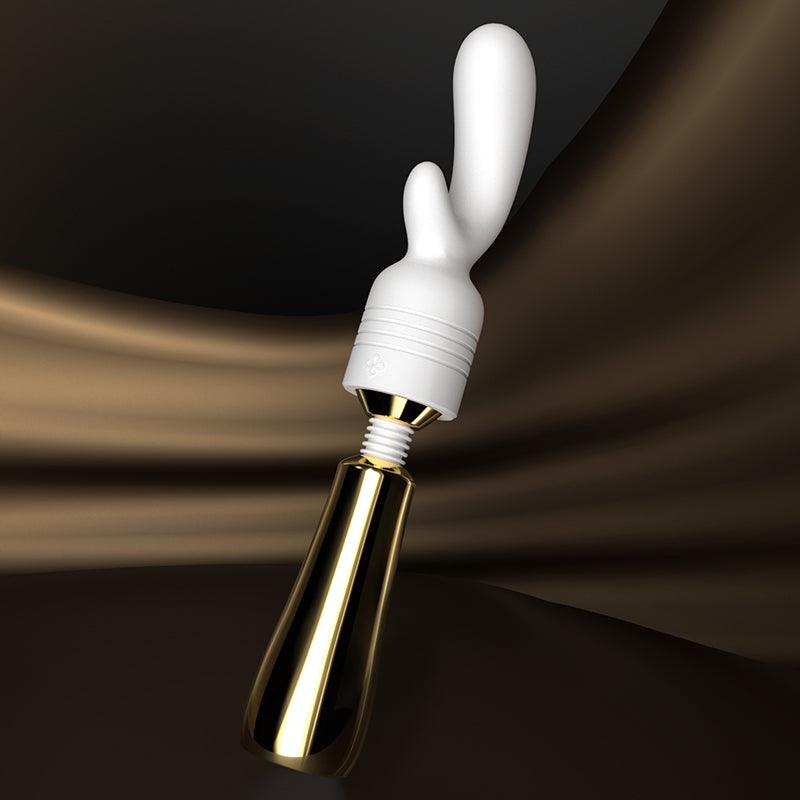 Golden Moon Princess wand close-up with curved silicone head
